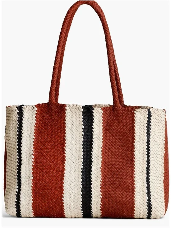 Madewell Woven Stripe Tote in Rust, Cream & Black - Picture 1 of 5